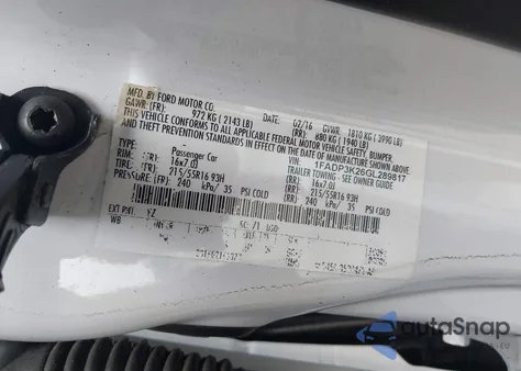 2016 Ford Focus Se из США, поврежденный, VIN 1FADP3K26GL289817